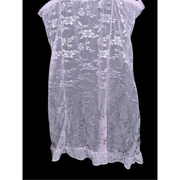 Vintage RARE Lacey 70s? Nightgown baby Pink size large Lace Nylon - Picture 5 of 6